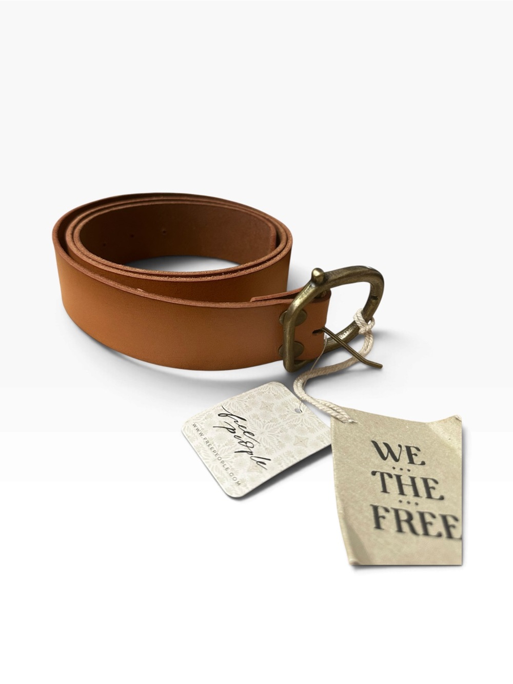 We The Free Brown Leather Belt with Brass Buckle